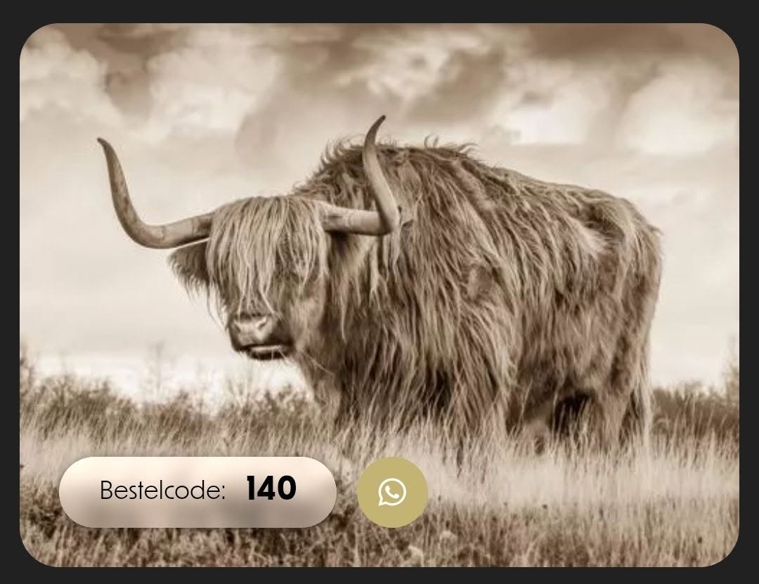 Wanddoek. Hooglander sepia. 80x60cm