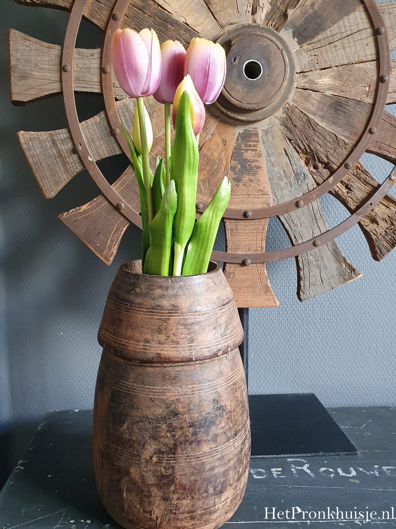 Bos tulpen. Paars geel. 5 stelen