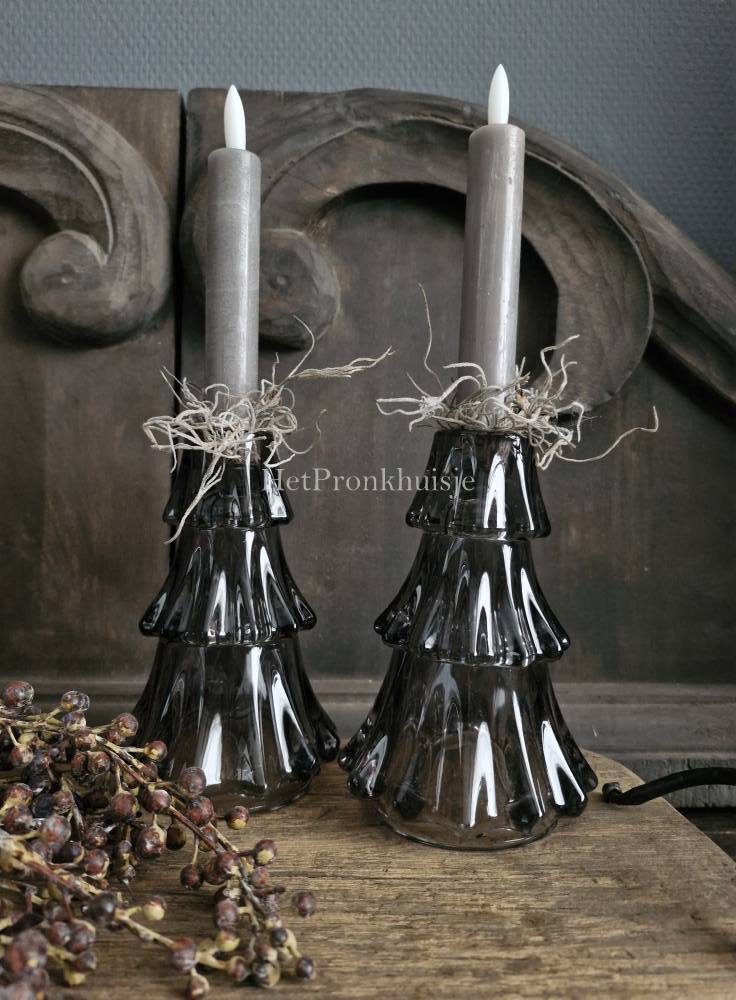 Glazen kerstboom kandelaar. Groot