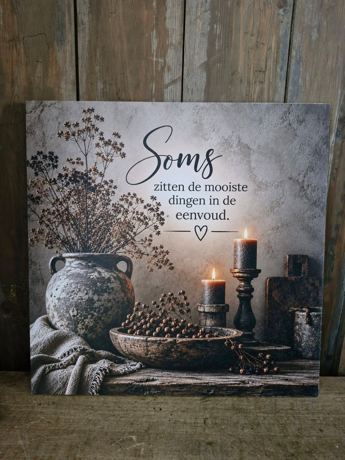 Houten bord. 30x30. De mooiste dingen