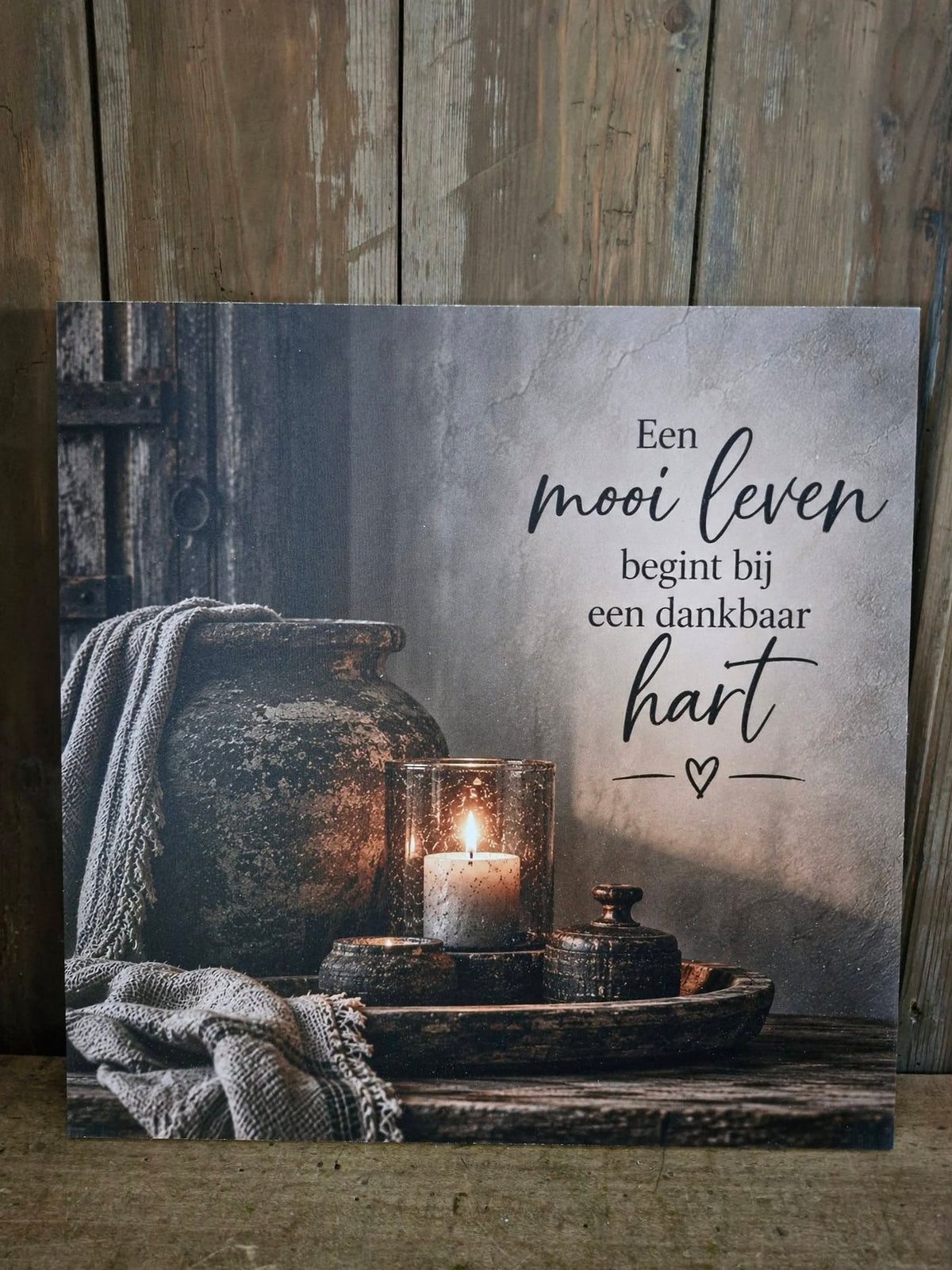 Houten bord. 30x30. Een mooi leven