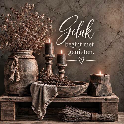 Houten bord. 30x30. Geluk begint