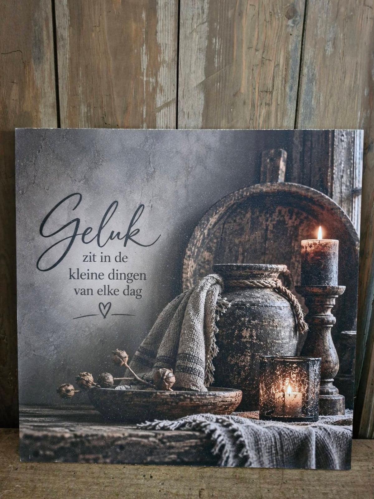 Houten bord. 30x30. Kleine dingen