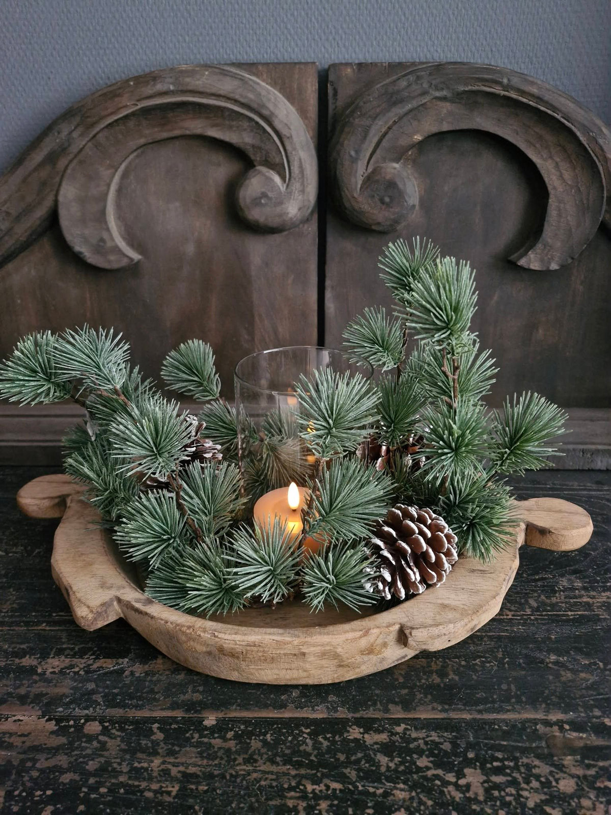 Larix windlichtkrans dennenappel. Groot