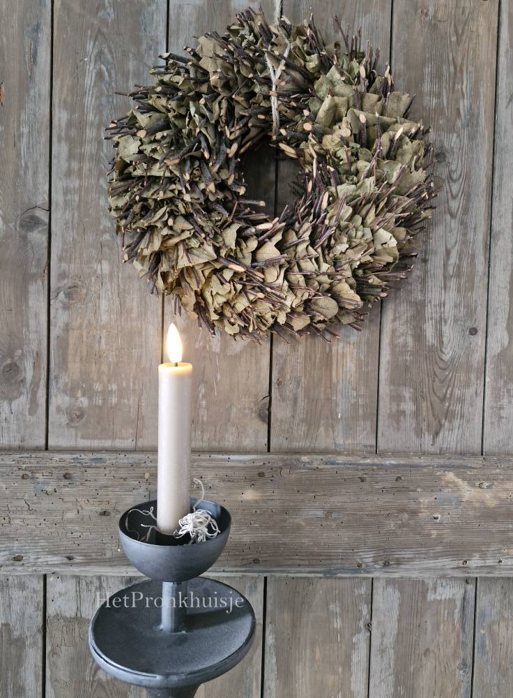 Led kaars kort incl. afstandsbediening. Taupe