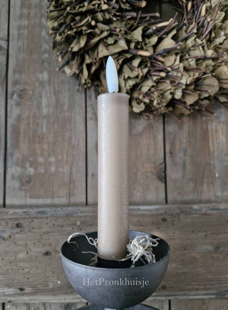 Led kaars kort incl. afstandsbediening. Taupe