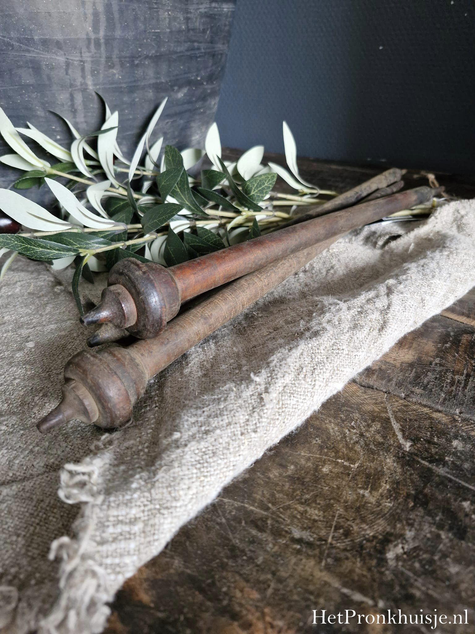 Oude houten spindel