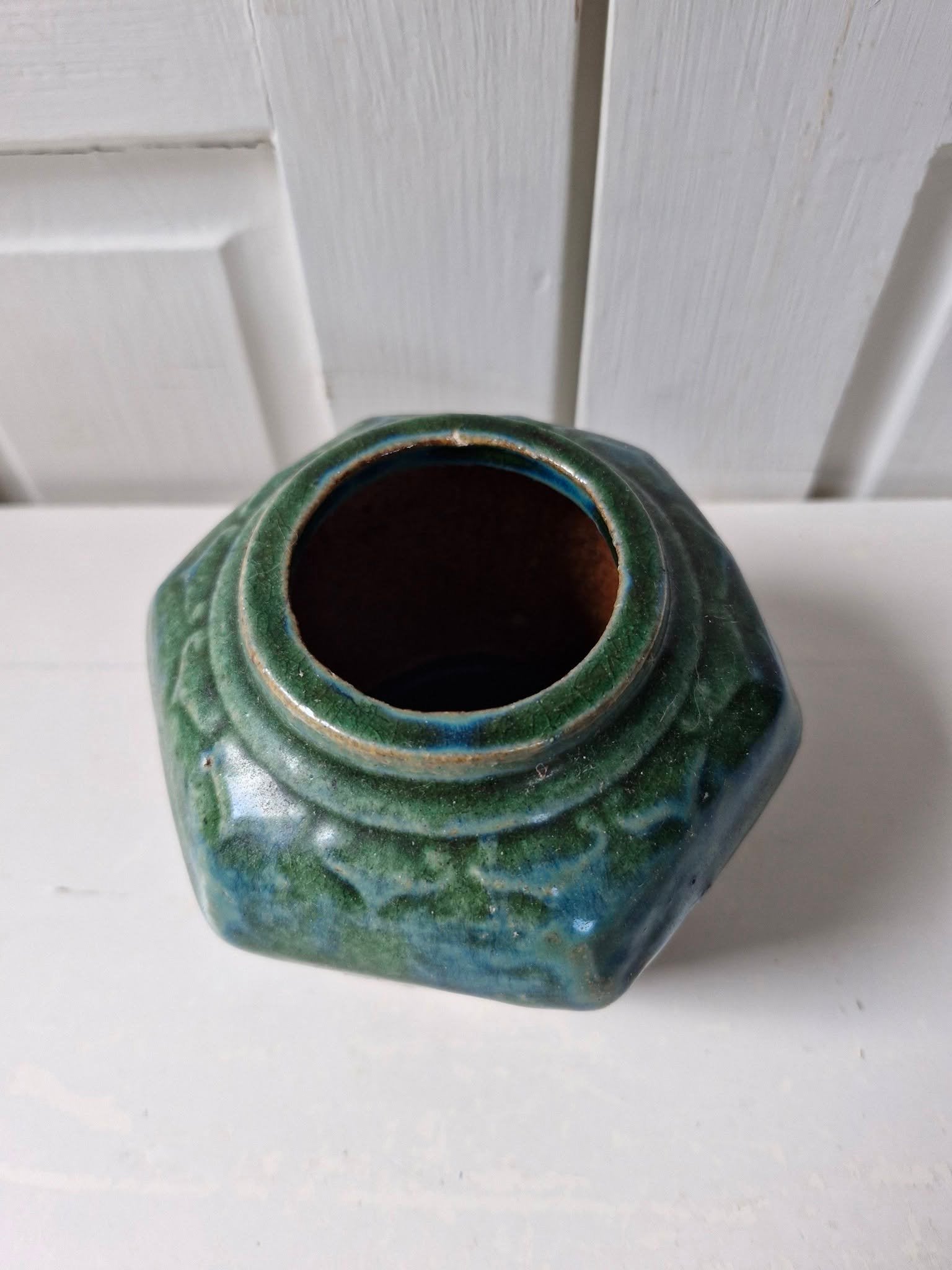 Oude grespot. Blauw groen