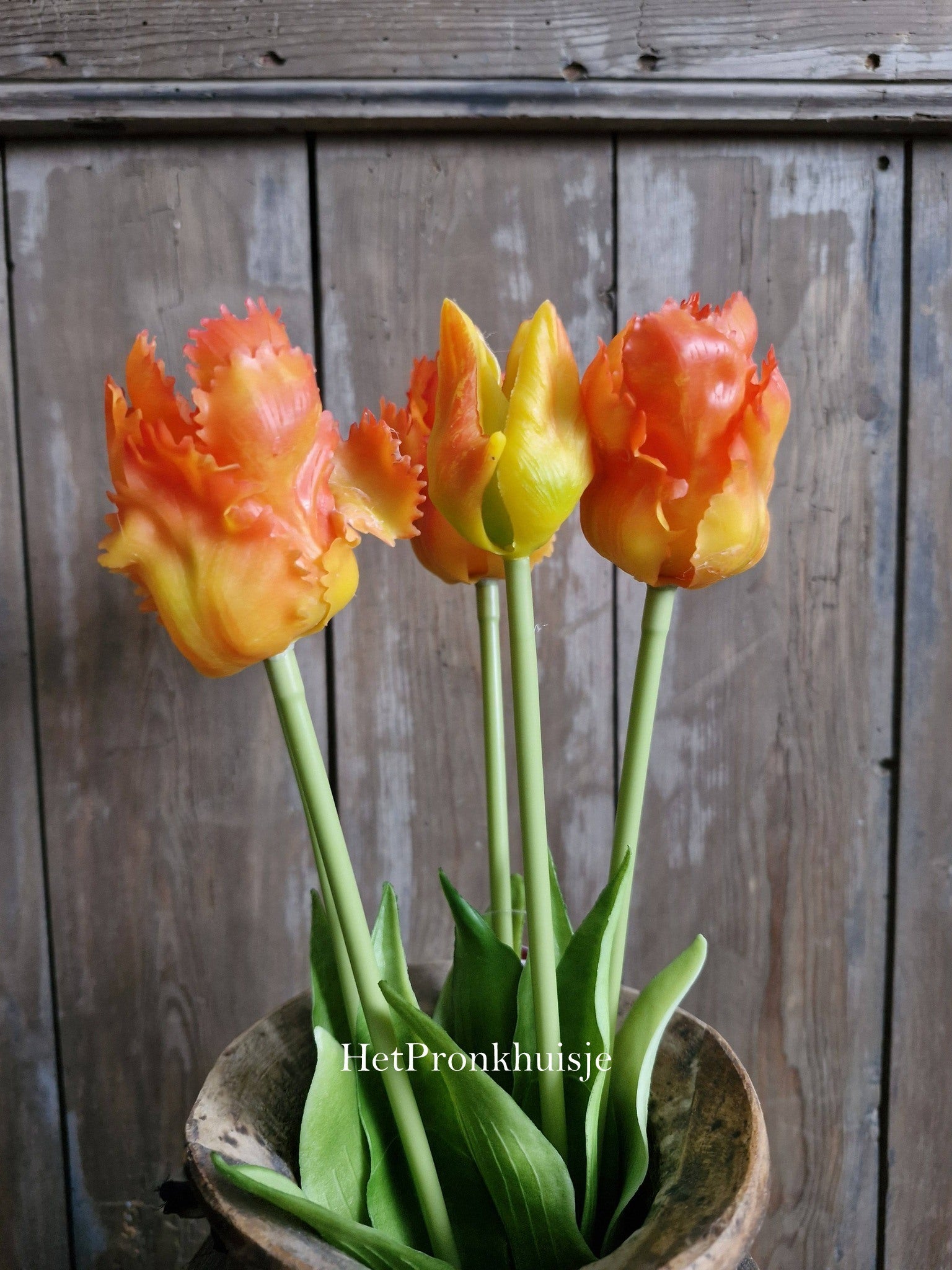 Papagaai tulpen. Oranje. 5 stelen