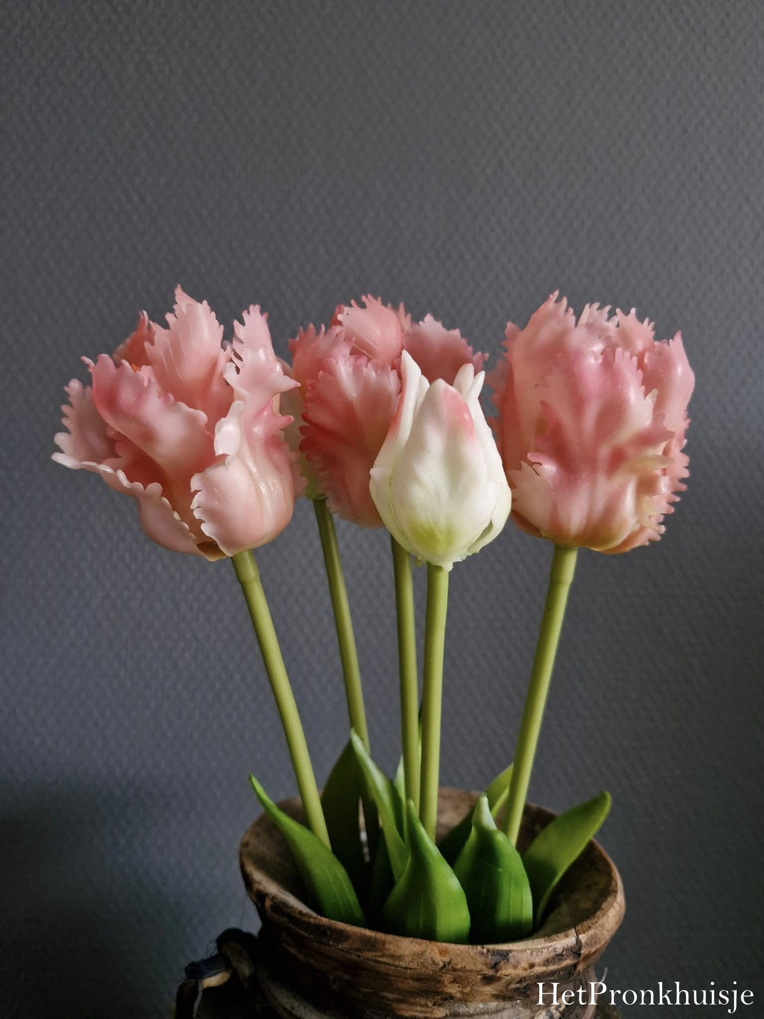 Papagaai tulpen. Roze. Bos 5 stelen