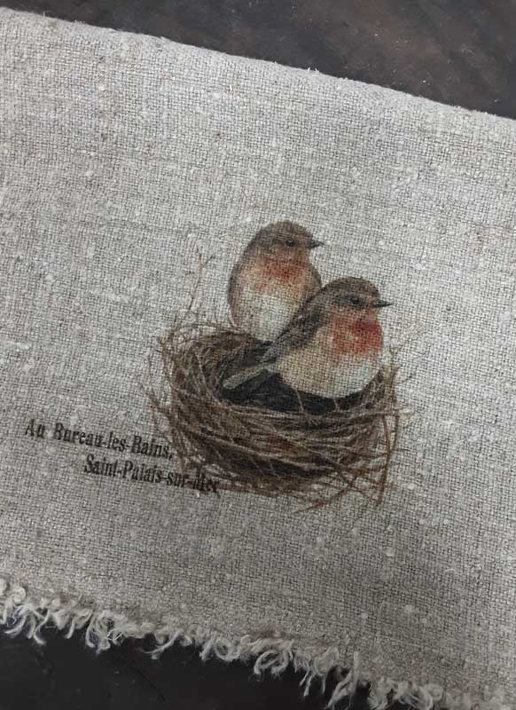 Shabby doek. Roodborst nestje