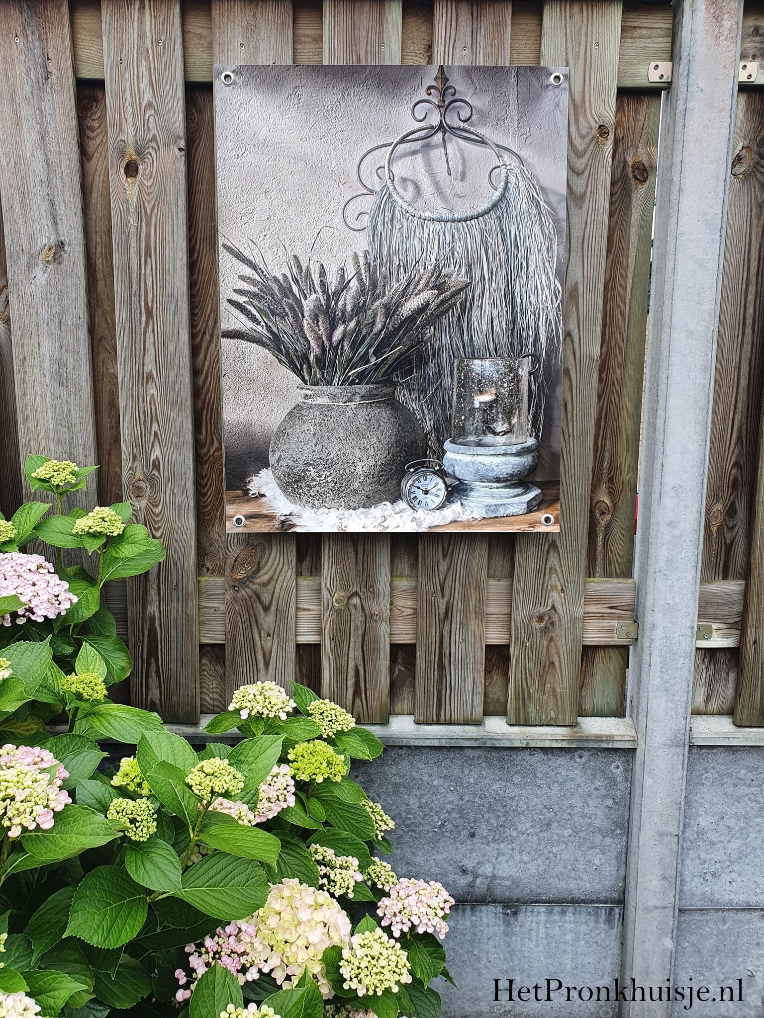 Tuinposter. Wandhanger met kandelaar