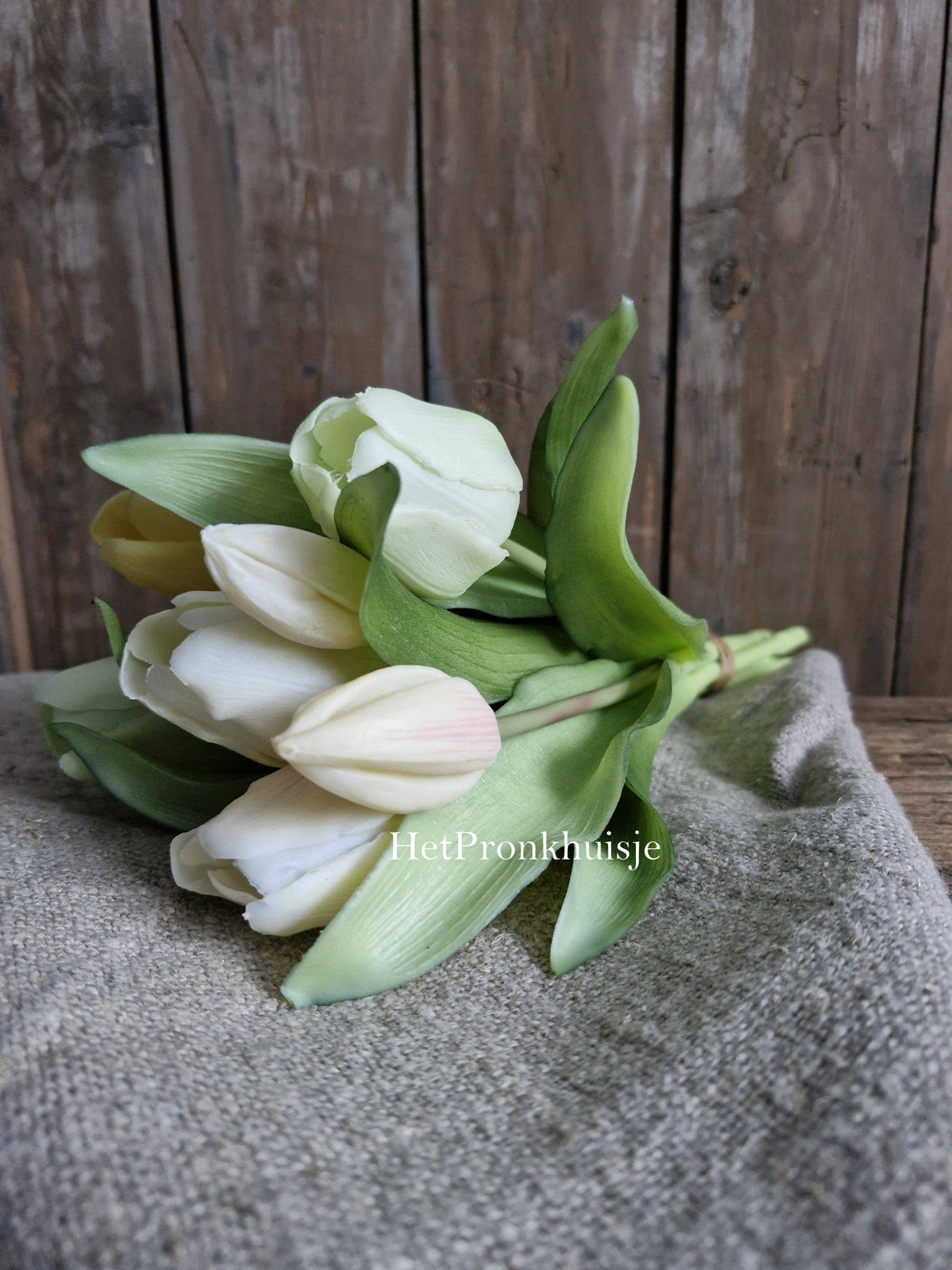 Tulpen. Mix geel wit roze. 7 Stelen