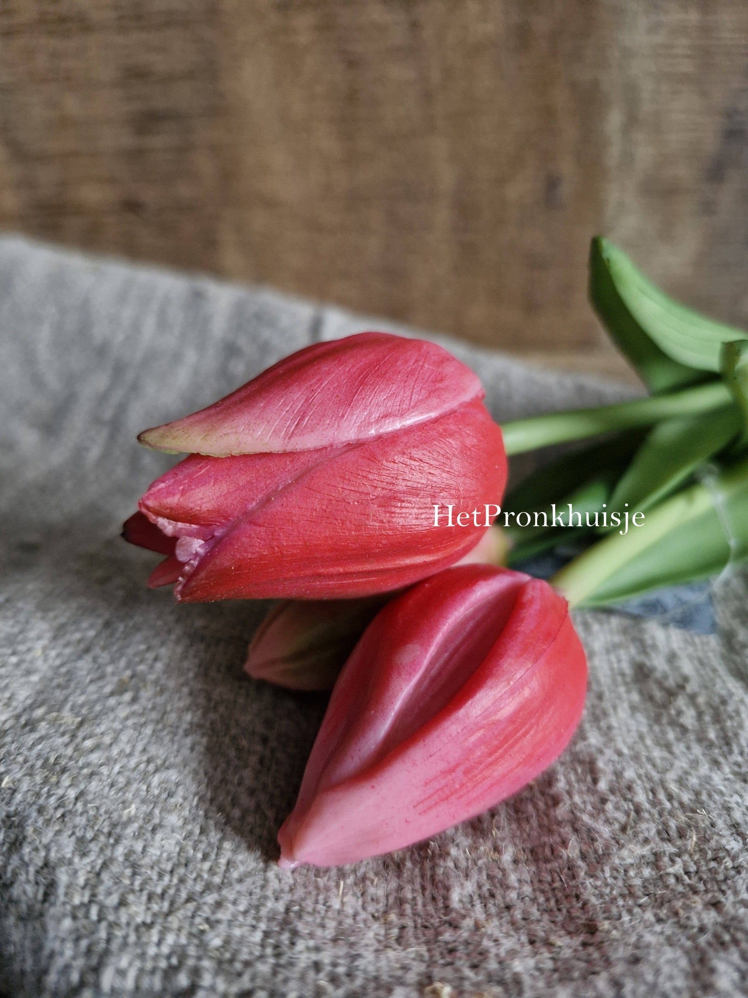 Tulpen. Roze - Rood. 3 Stelen