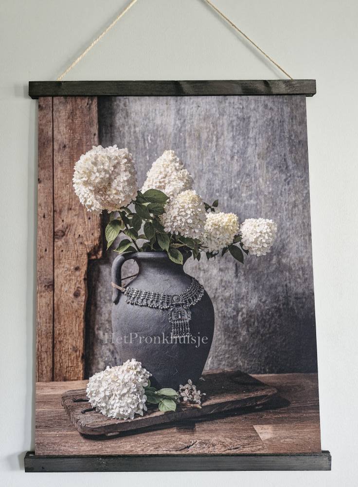 Wanddoek. Hortensia in pot
