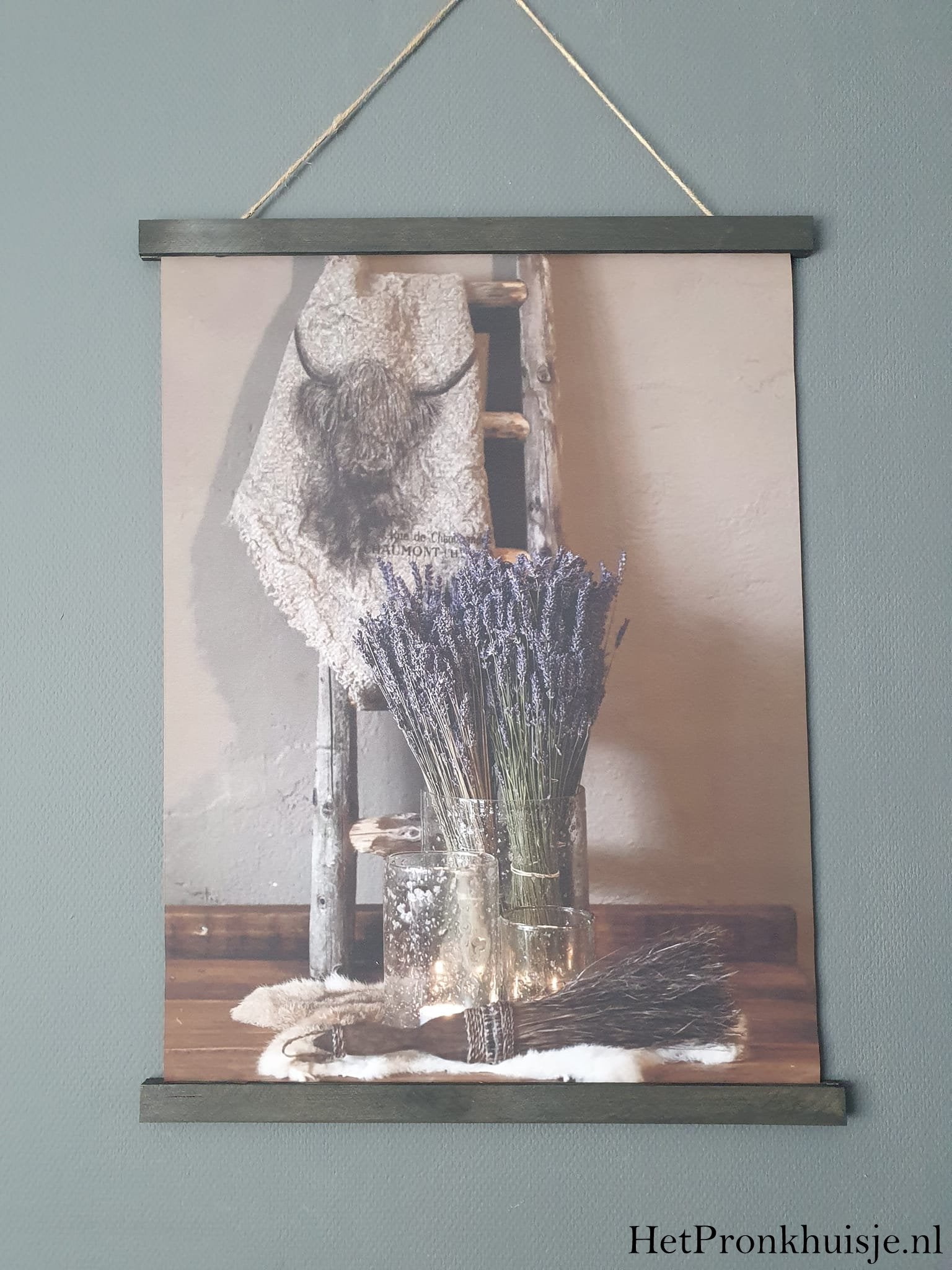 Wanddoek. Shabby doek met lavendel