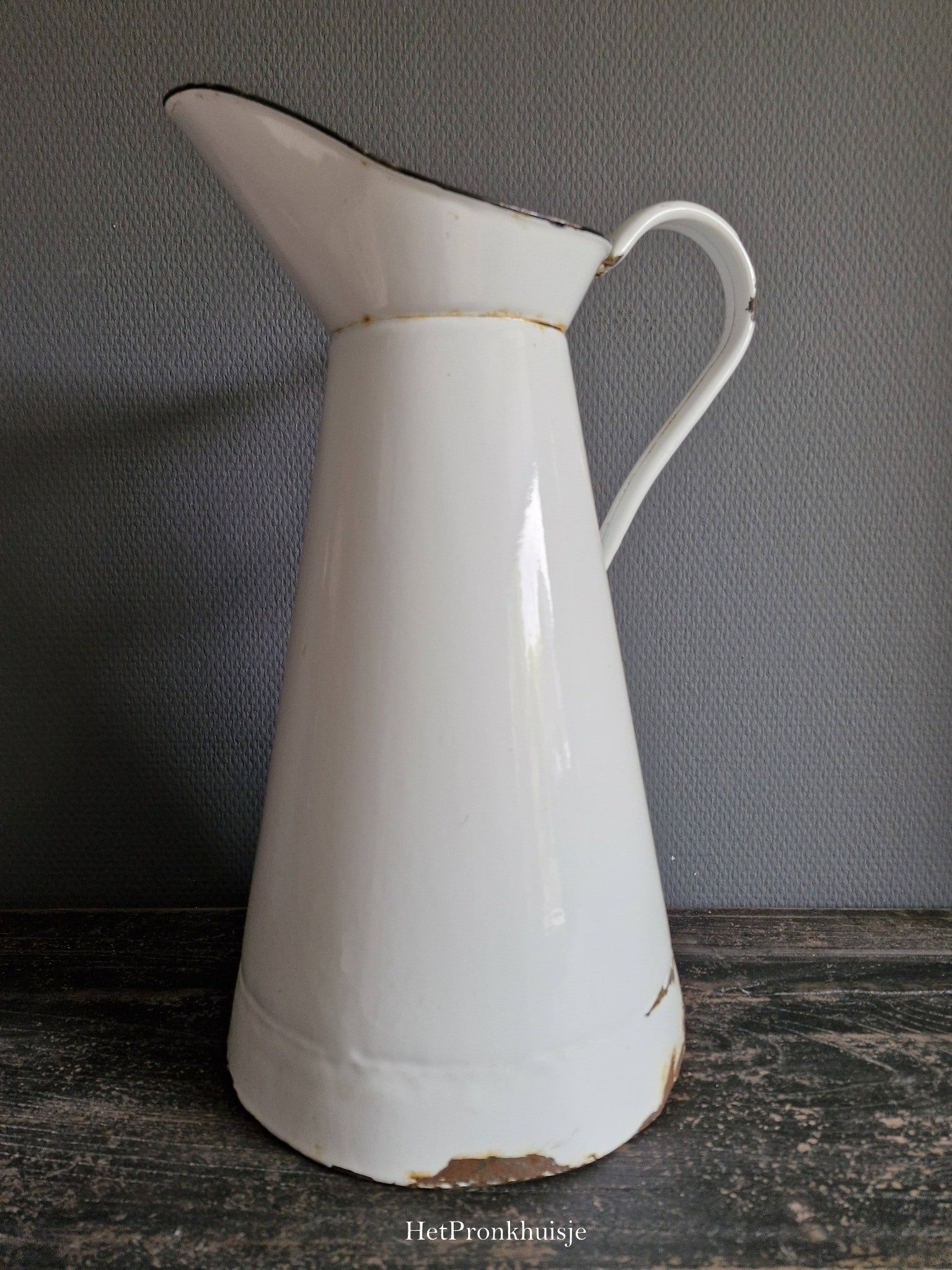 Wit emaille kan. XL