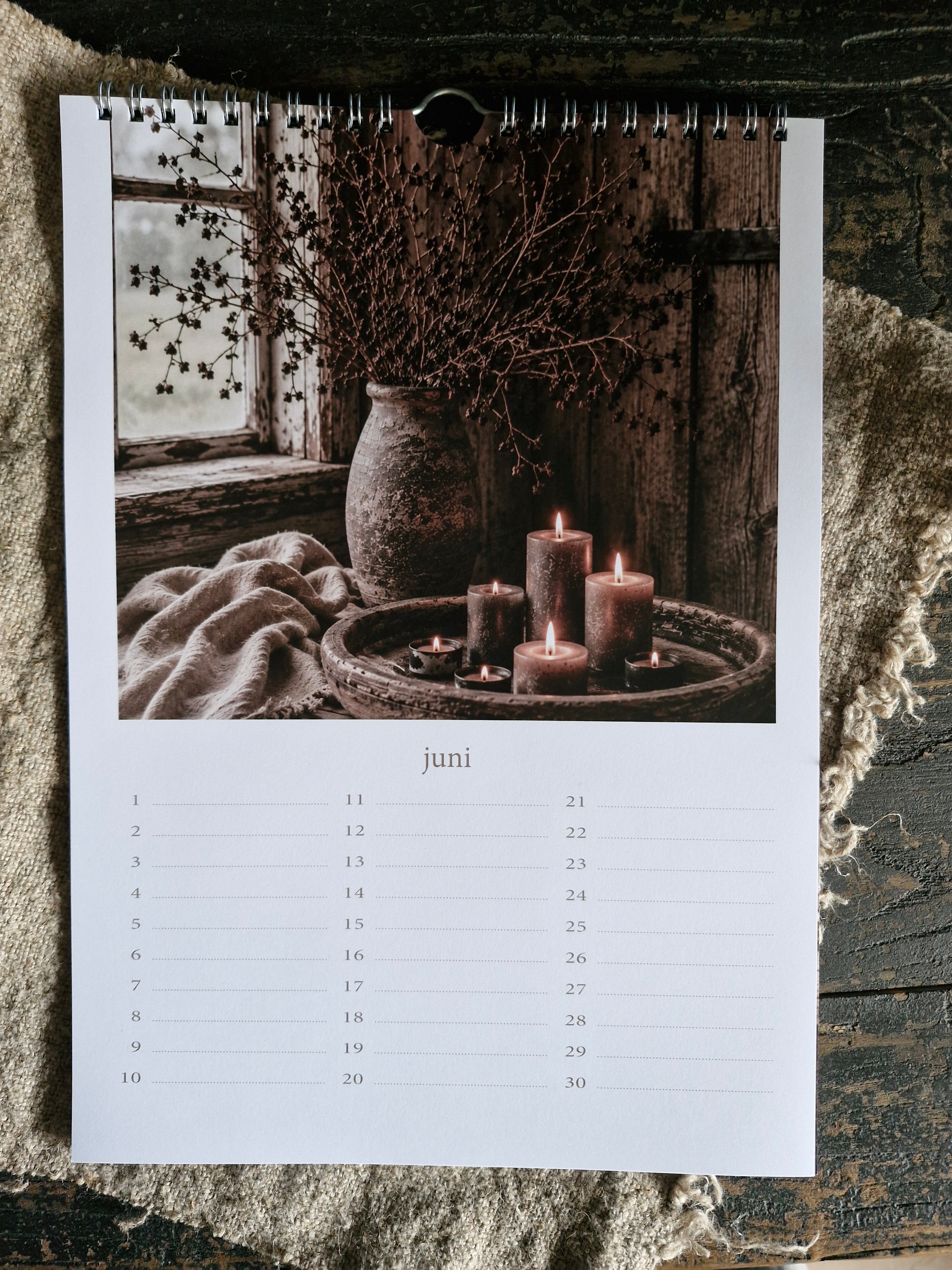Kalender. Doorkijk raam