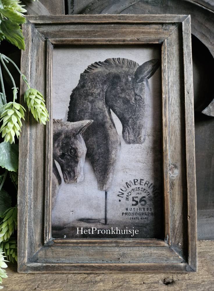 Afbeelding in lijst. Paard. 20x30cm