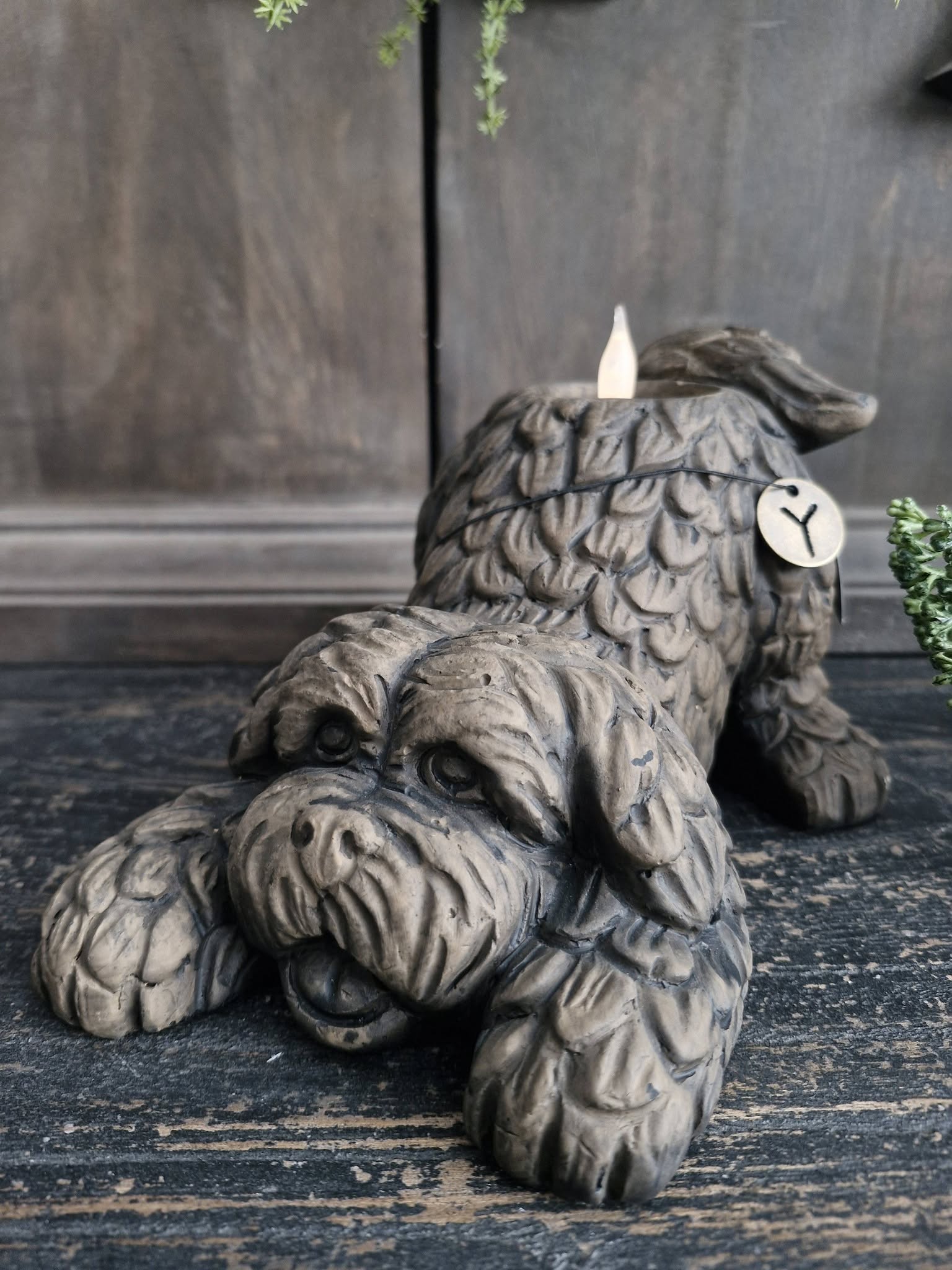 Brynxz. Barking Dog Tealight holder. Majestic Brown