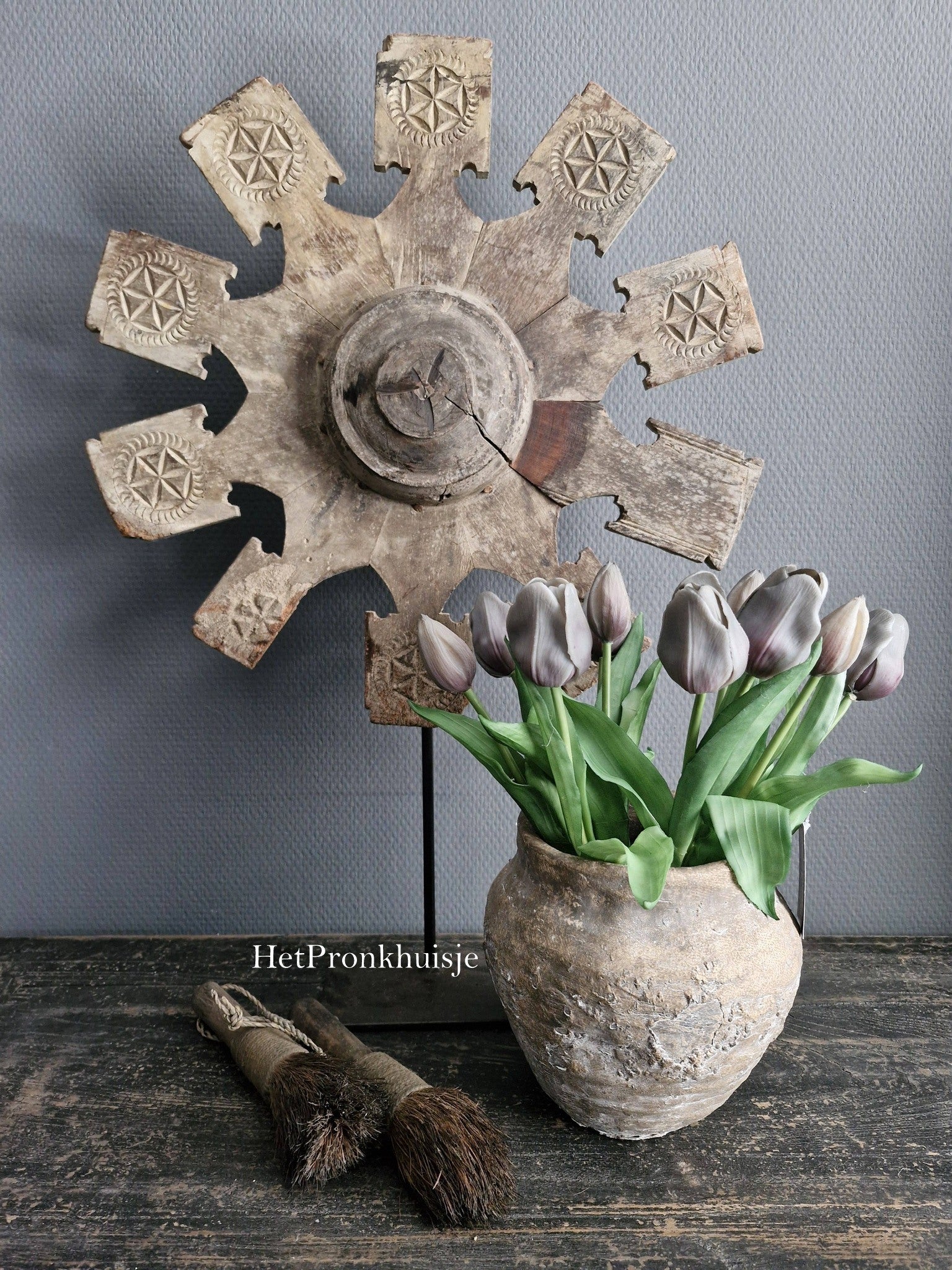Countryfield. Kunst tulpen boeket. Grijs