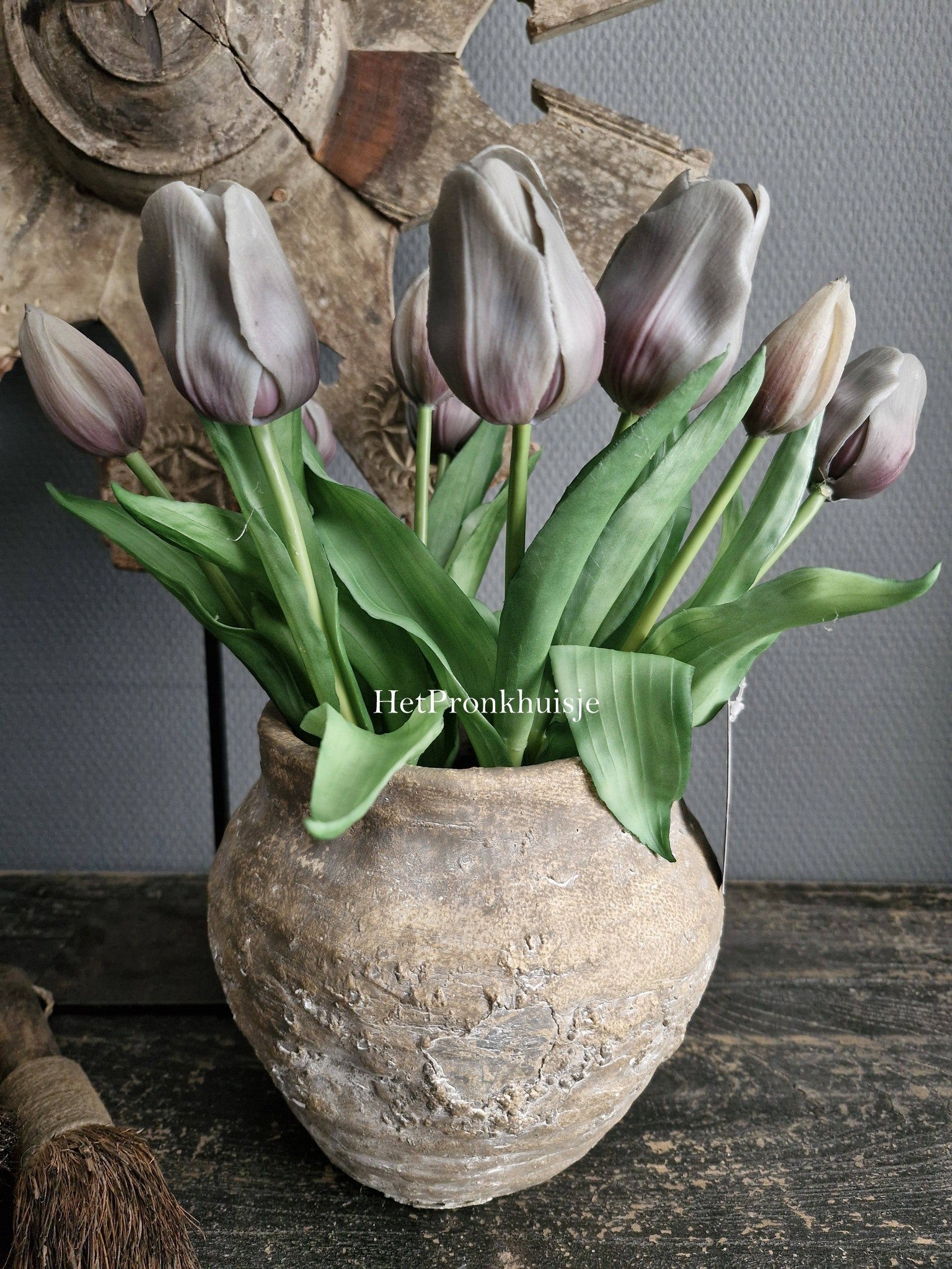 Countryfield. Kunst tulpen boeket. Grijs