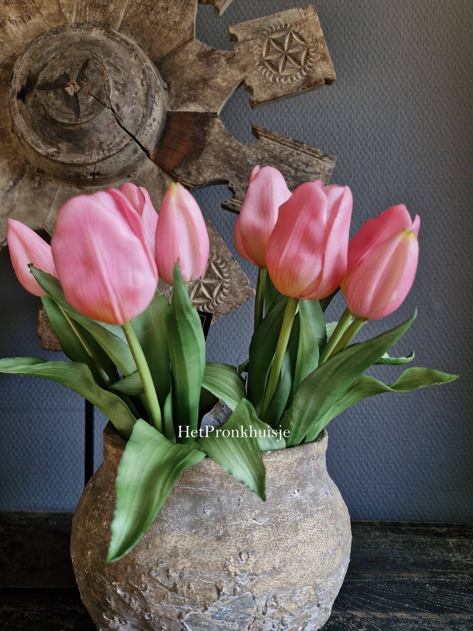Countryfield. Kunst tulpen boeket. Roze