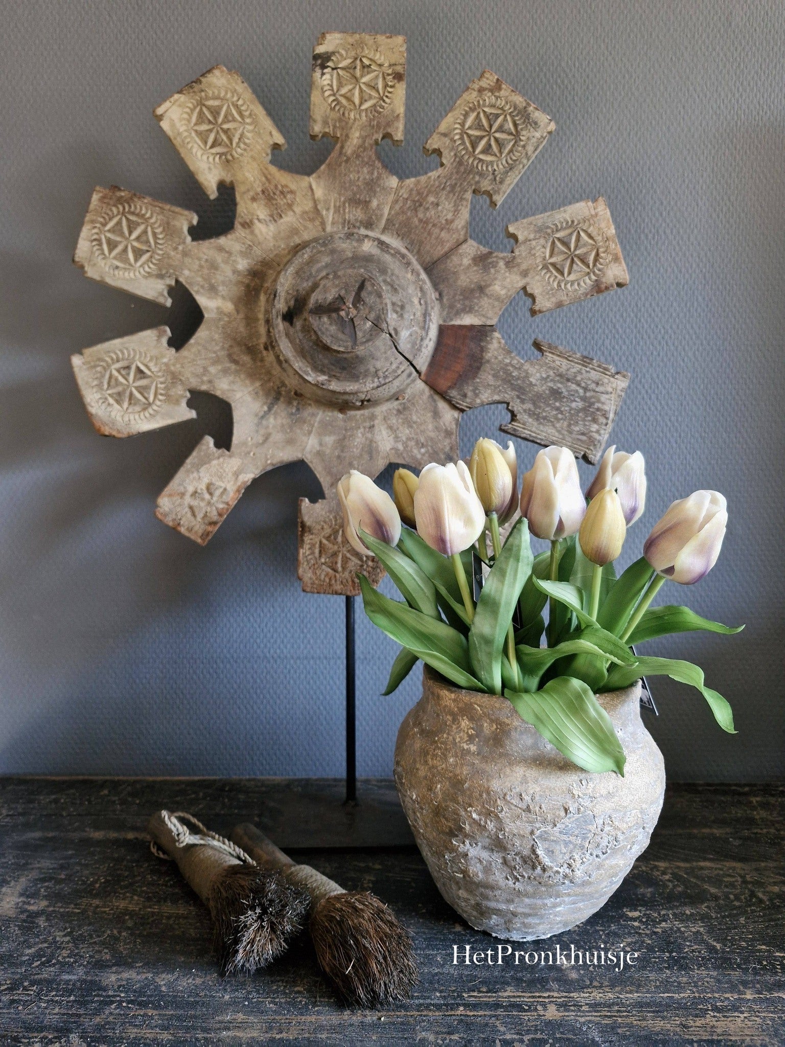 Countryfield. Kunst tulpen paars - crème