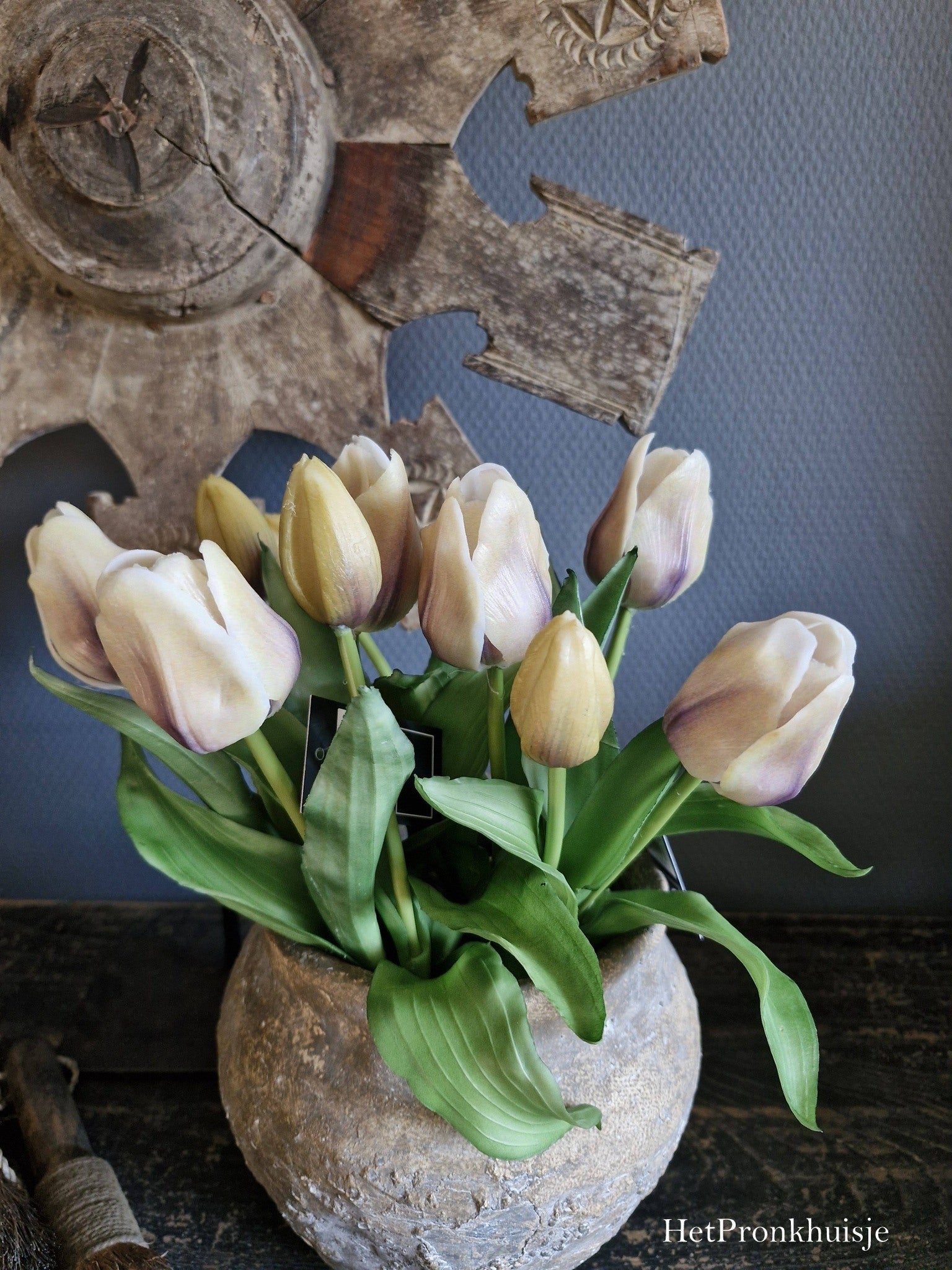 Countryfield. Kunst tulpen paars - crème