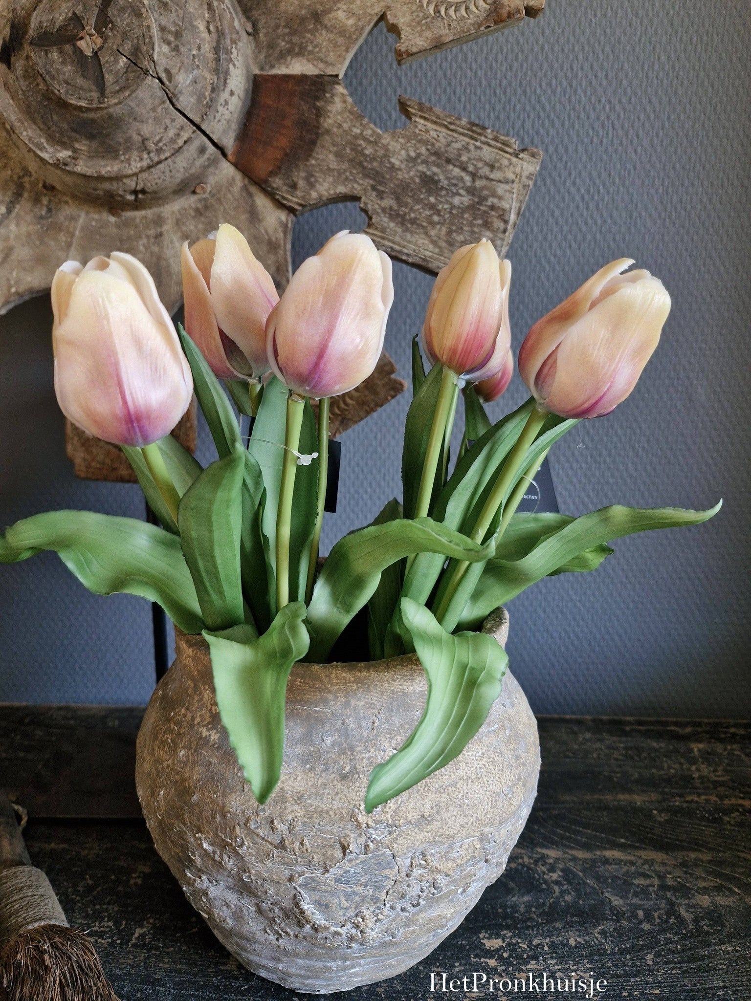 Countryfield. Kunst tulpen roze - crème