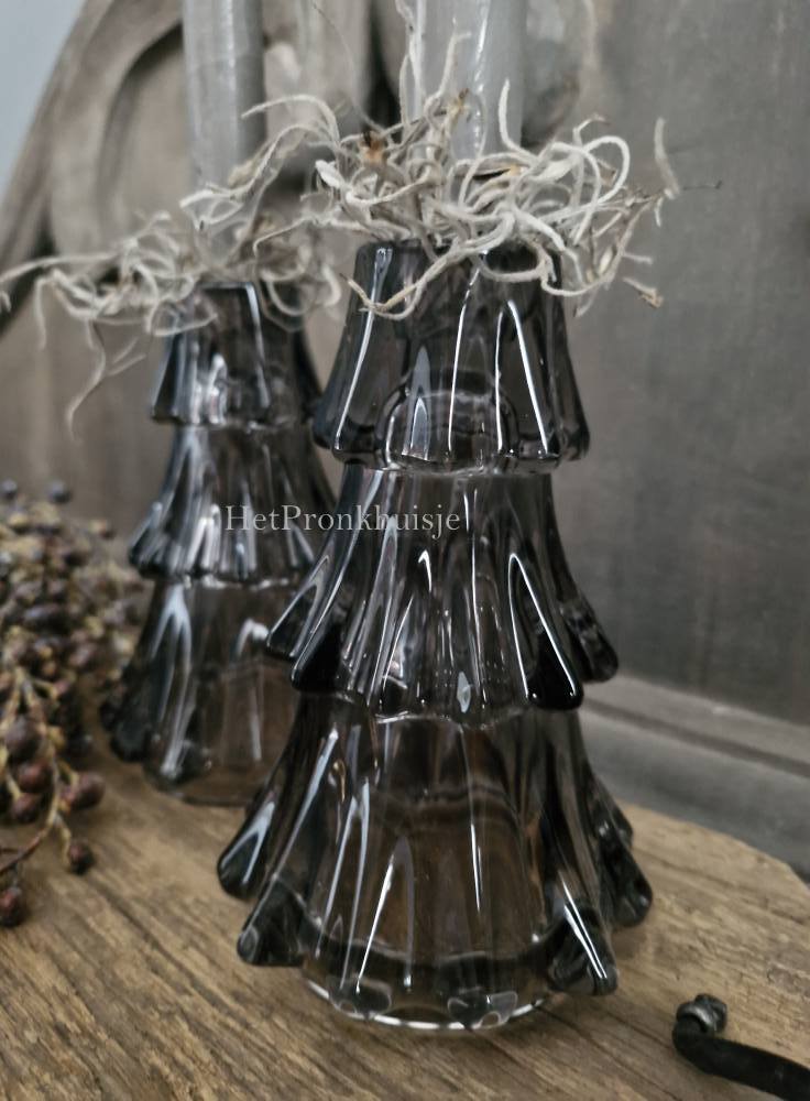 Glazen kerstboom kandelaar. Groot