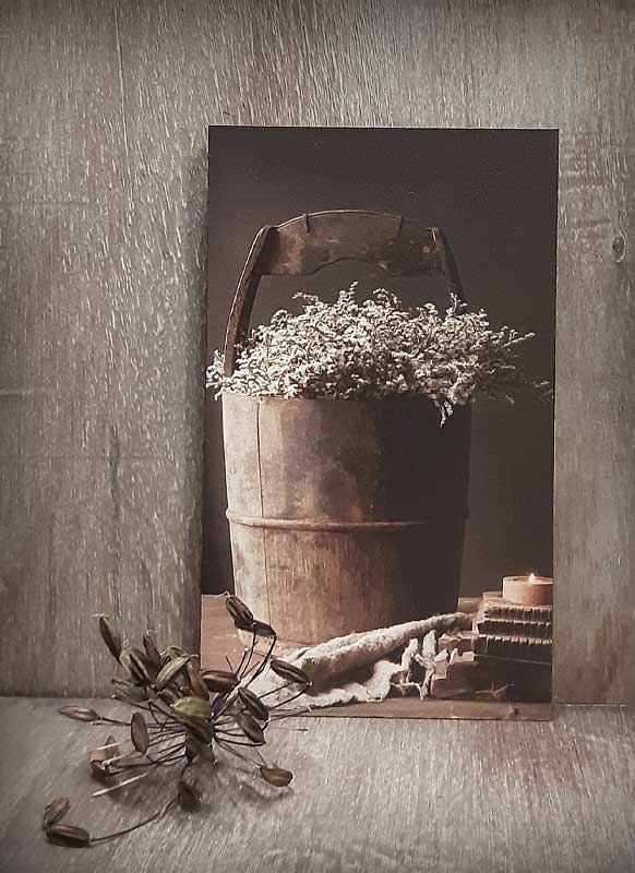 Hout schilderij. Emmer