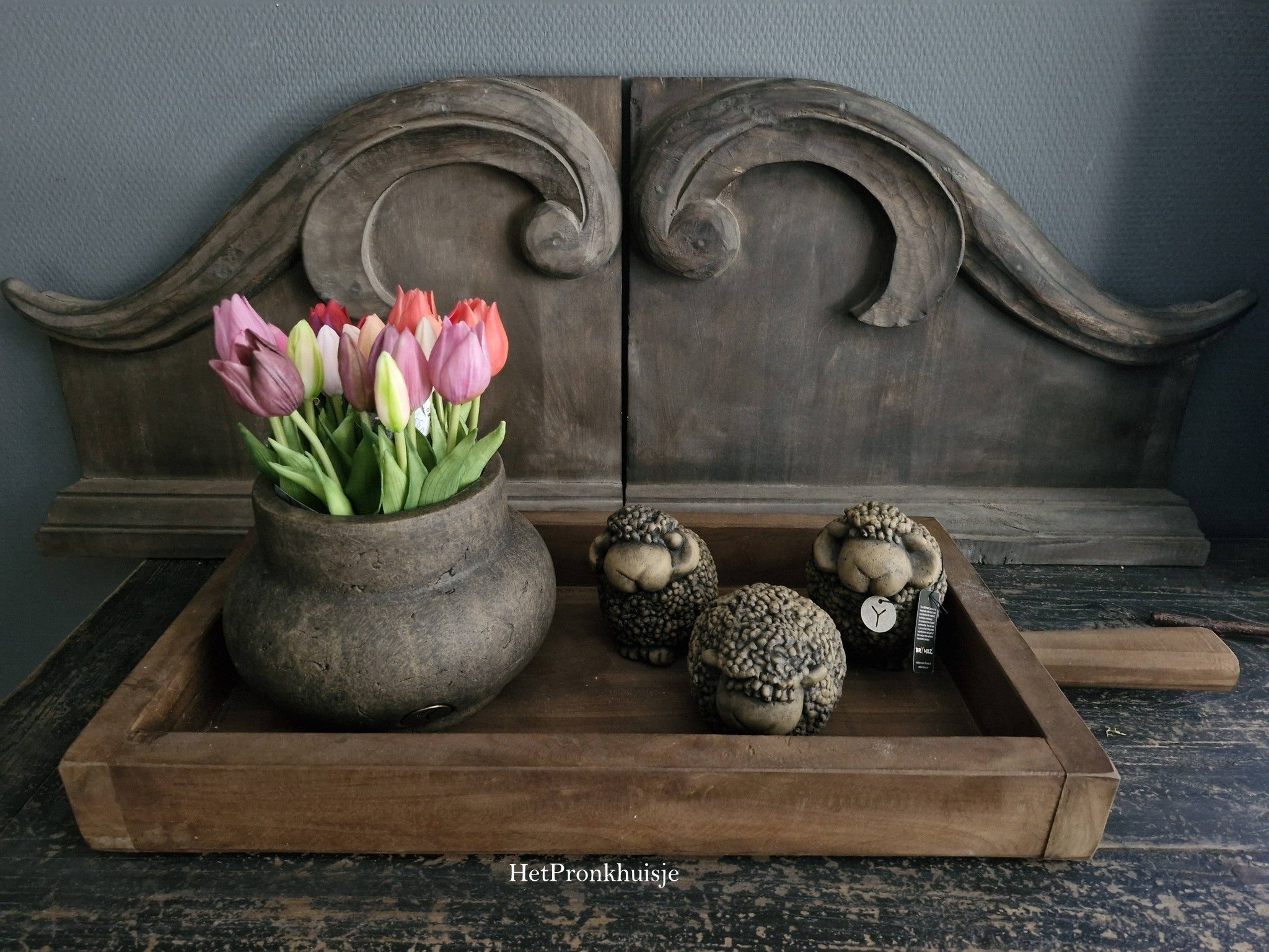 Houten dienblad met handvat