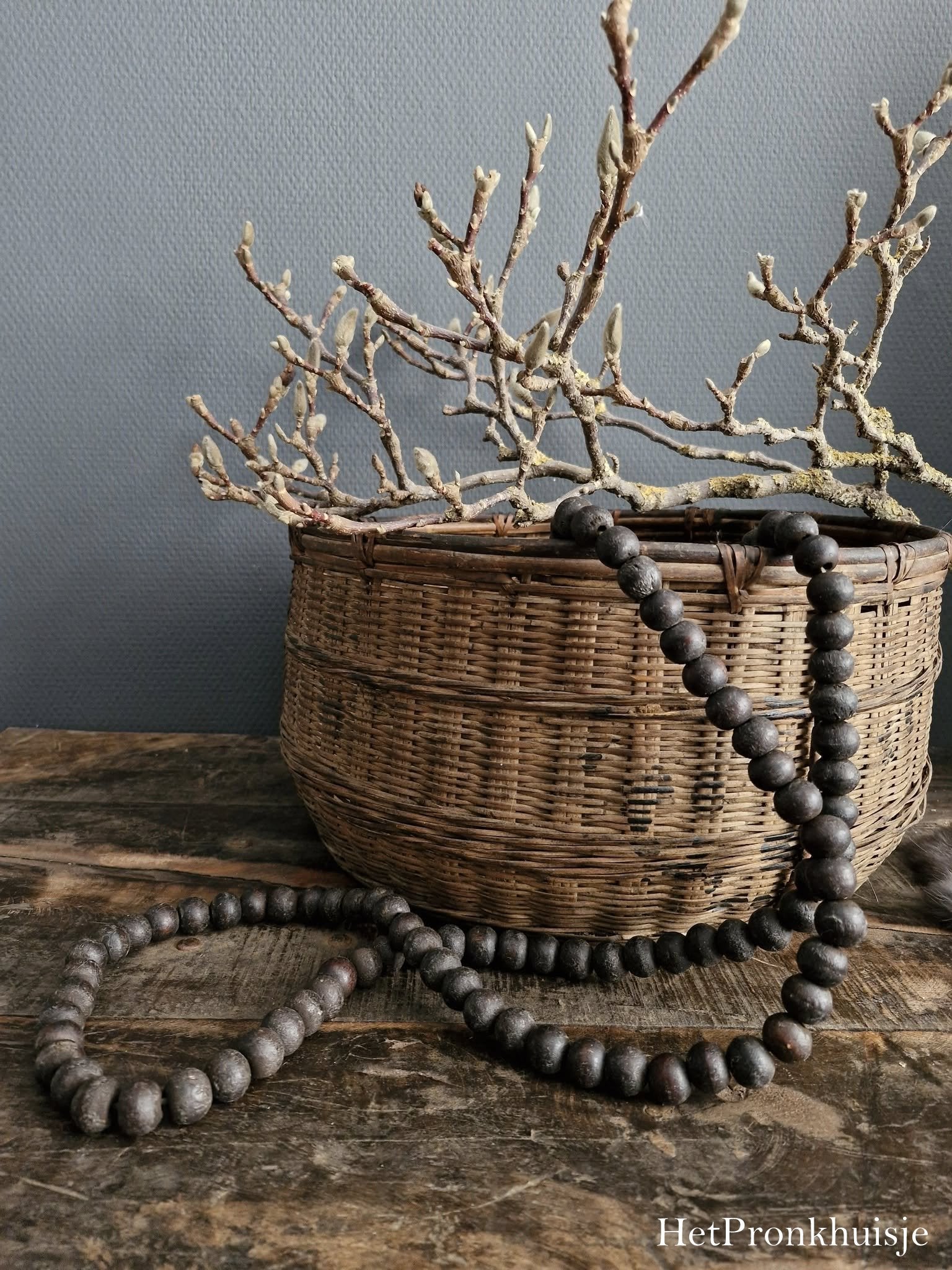Houten kralen ketting. Groot