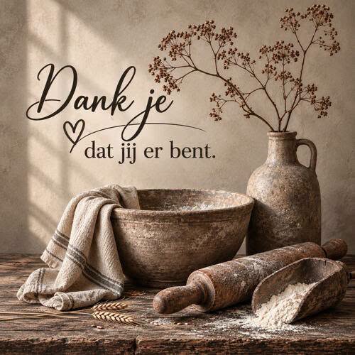 Houten bord. 30x30. Dank je