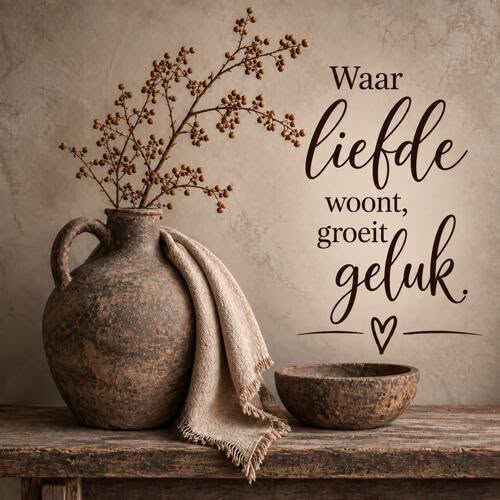 Houten bord. 30x30. Waar liefde woont