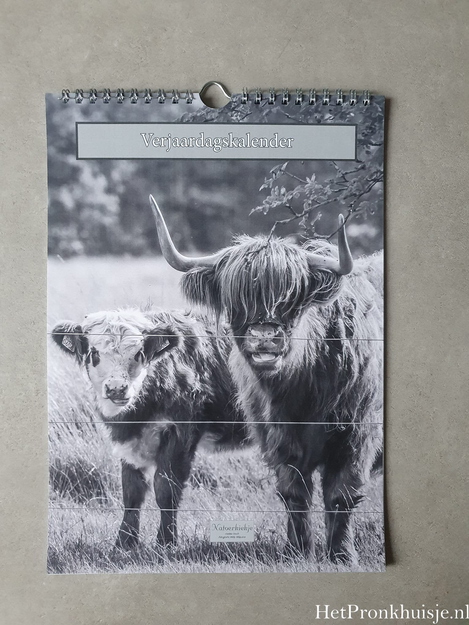 Kalender. Hooglanders zwart wit
