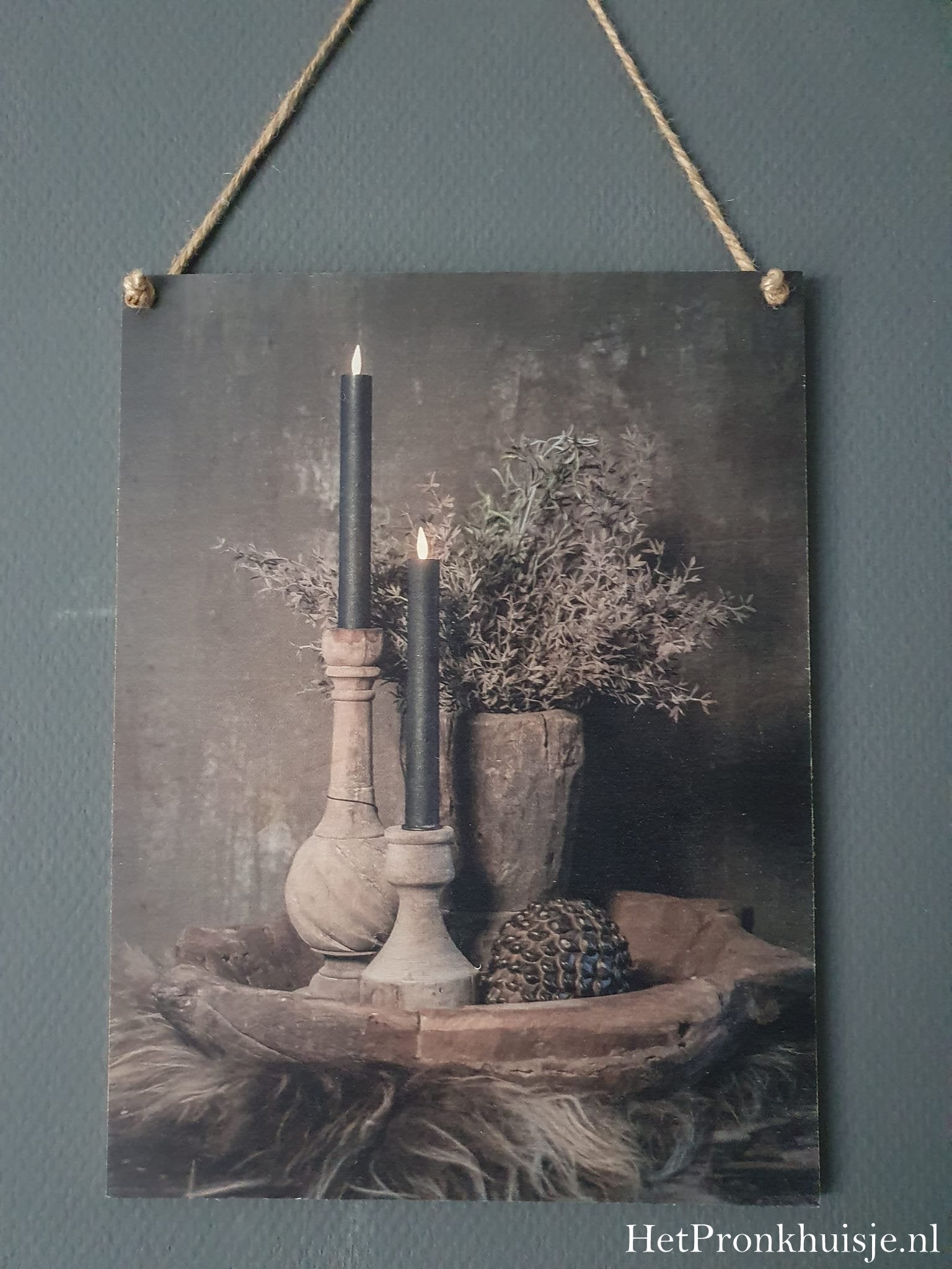Muurbord hout met touw. Nr 146