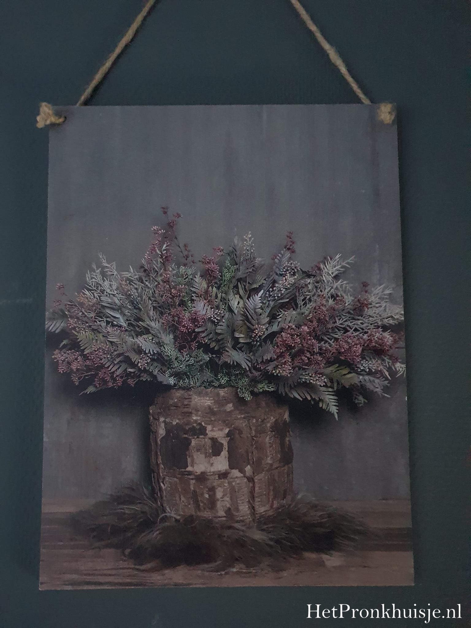 Muurbord hout met touw. Nr 168