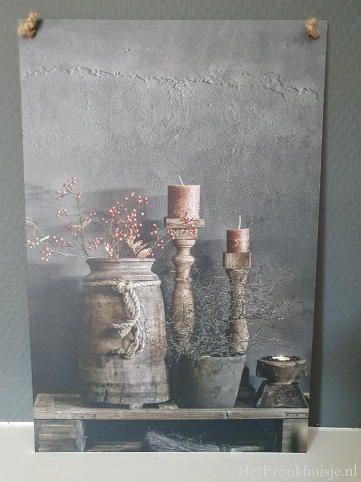 Muurbordje aan touw. Nepalese pot.