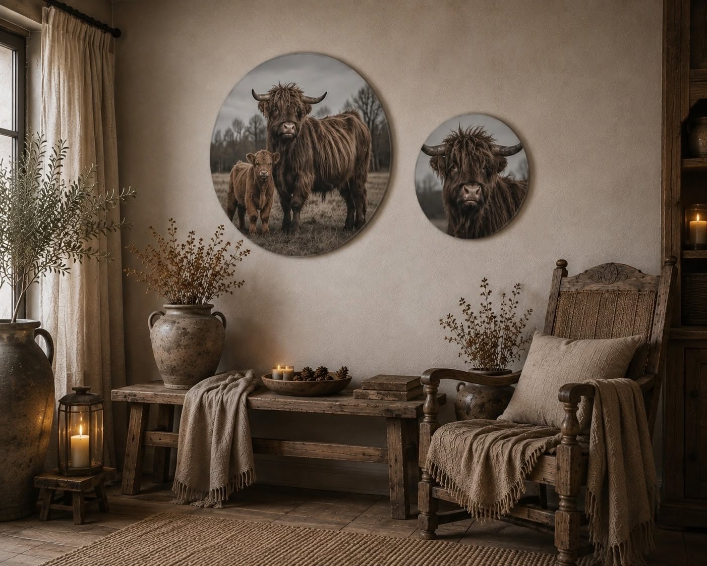 Muurcirkel set. Hooglanders