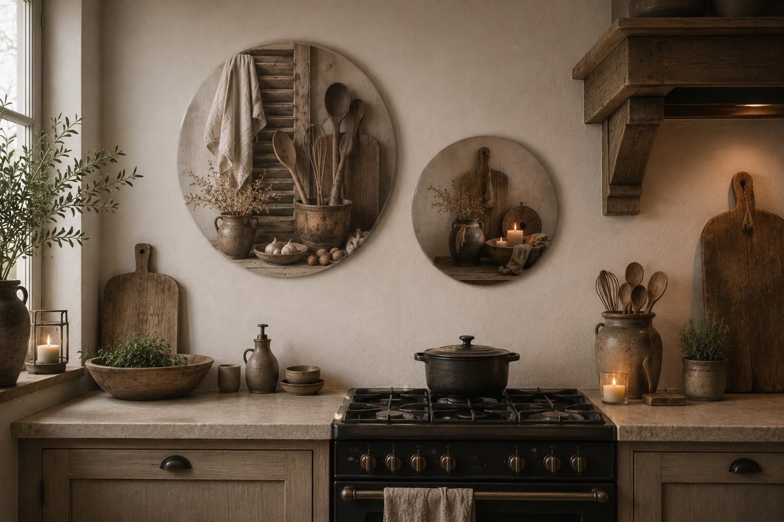 Muurcirkel set. Houten decoratie