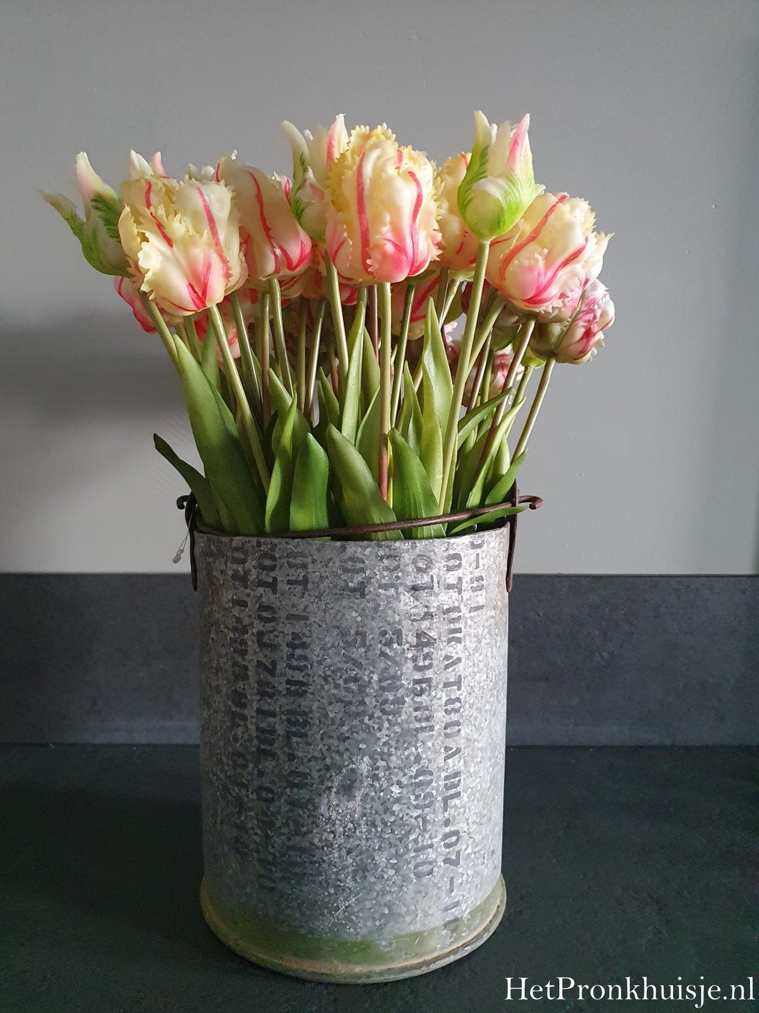 Stoere oude ijzeren emmer.