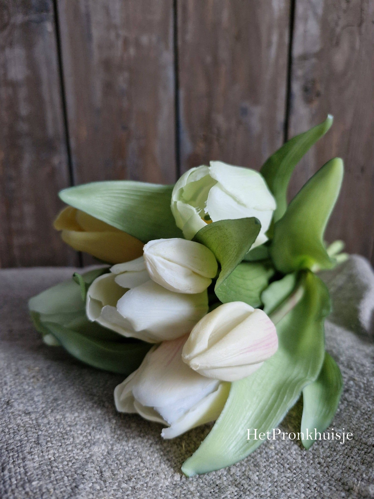 Tulpen. Mix geel wit roze. 7 Stelen