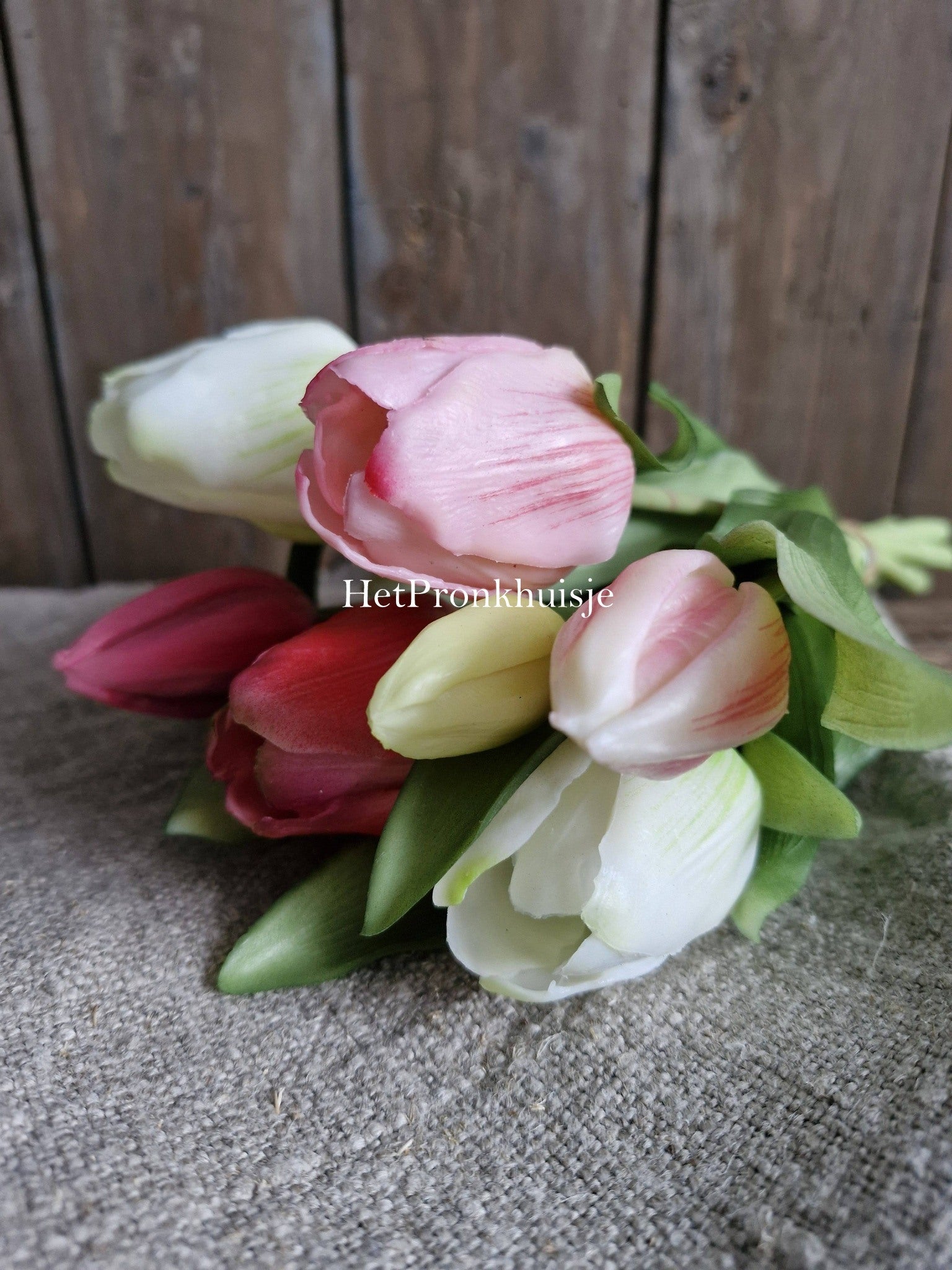 Tulpen. Mix roze wit. 7 Stelen