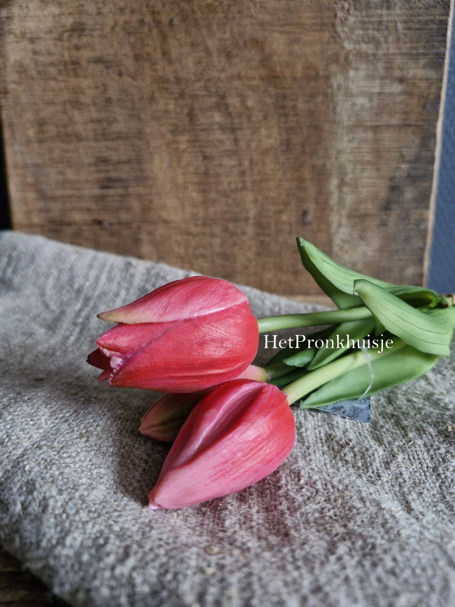 Tulpen. Roze - Rood. 3 Stelen