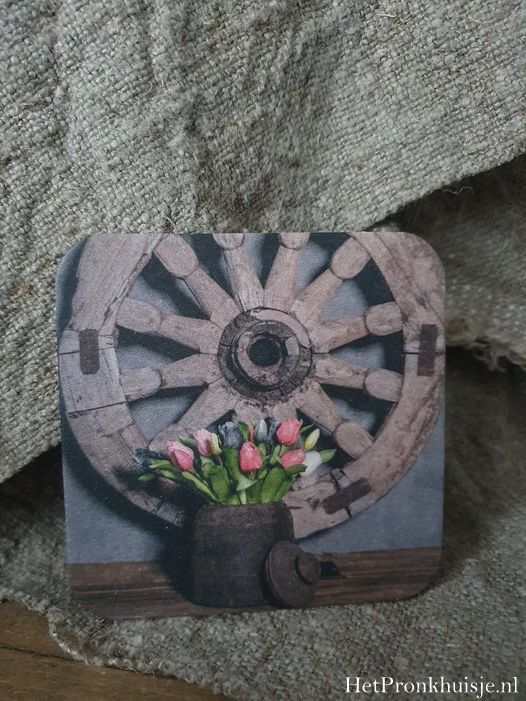 Viltje. Tulpen bij wiel
