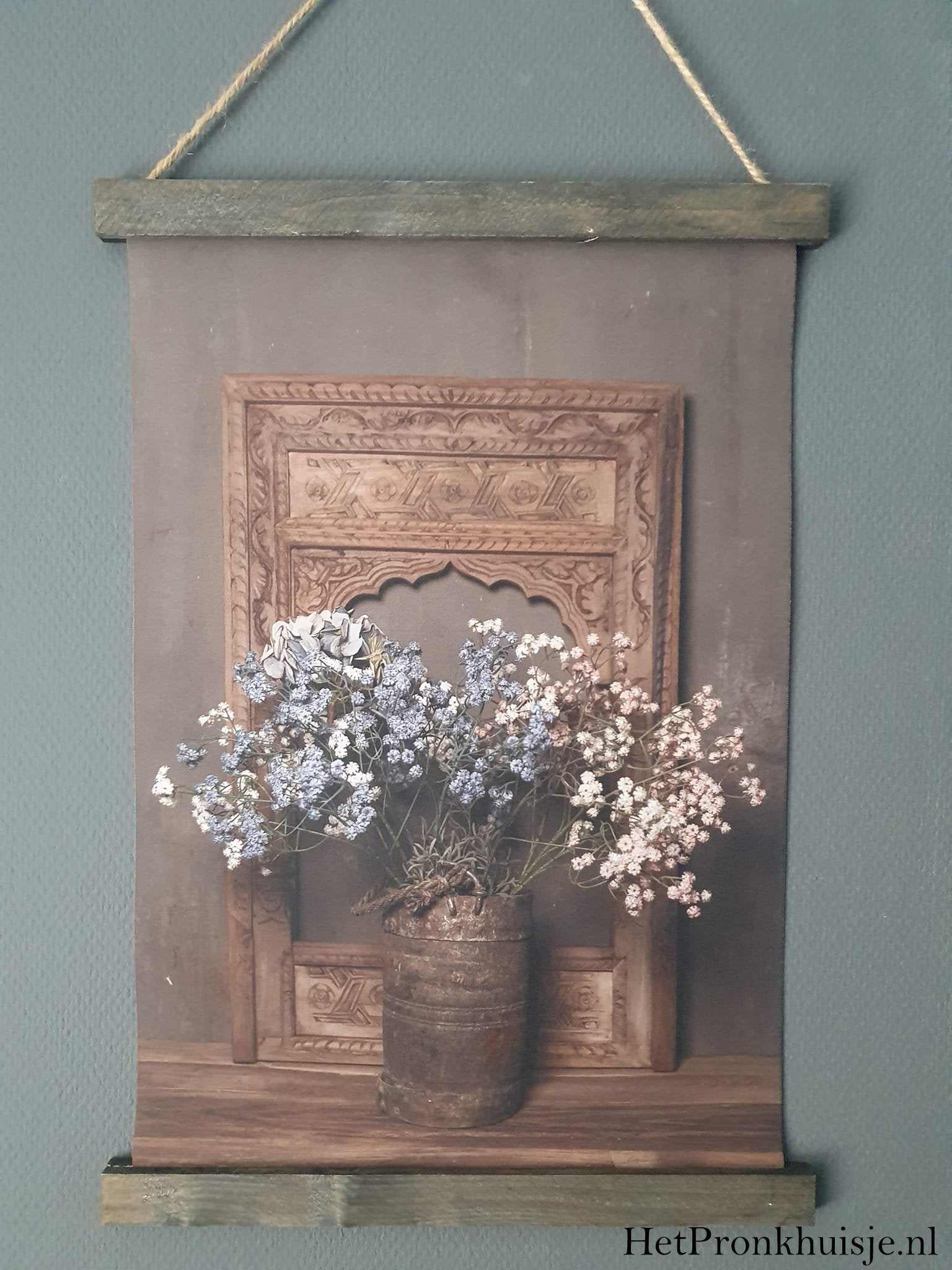 Wanddoek. Gipskruid in pot.