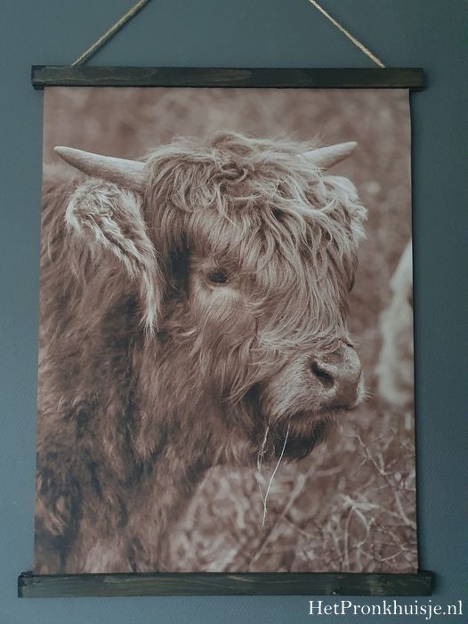 Wanddoek. Hooglander sepia