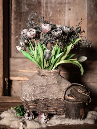 Wanddoek. Tulpen in leemmand